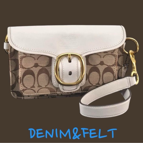 COACH Brown/White Monogram Canvas/Leather Signature Shoulder/Cross Body Bag 👜👜 - Picture 1 of 16